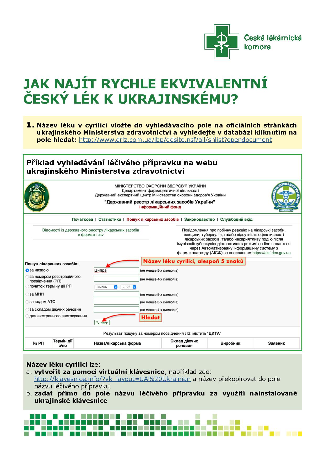 manuál pro vyhledání českého ekvivalentu ukrajinského léku - 01