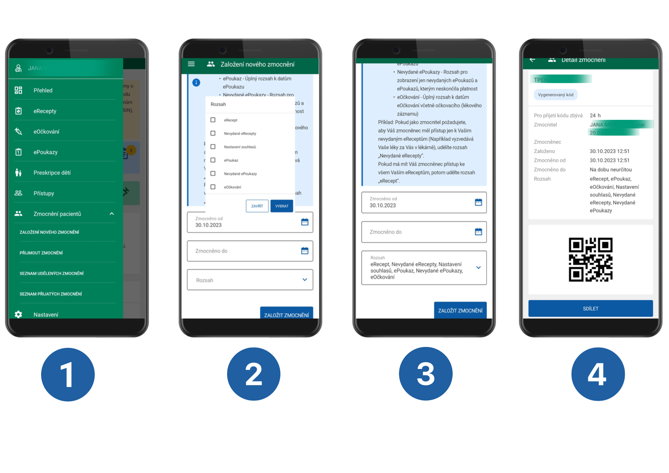 Příklad: Uděluji zmocnění v mobilní aplikaci eRecept